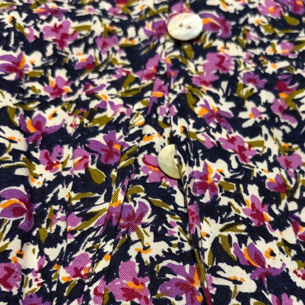 Dark Floral Long Sleeve Maxi Dress Navy Purple Vintage 90s Grandma Goth Grunge - Picture 10 of 10